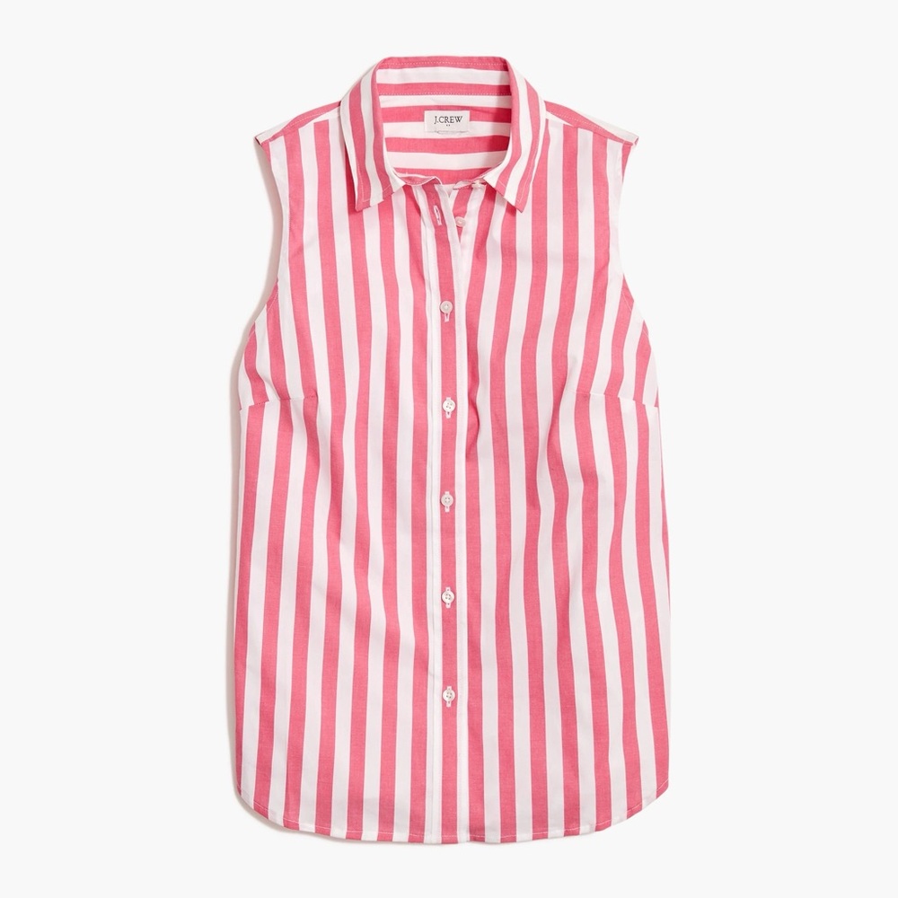 J. Crew Factory Sleeveless Cotton-Blend Poplin Shirt in Signature Fit